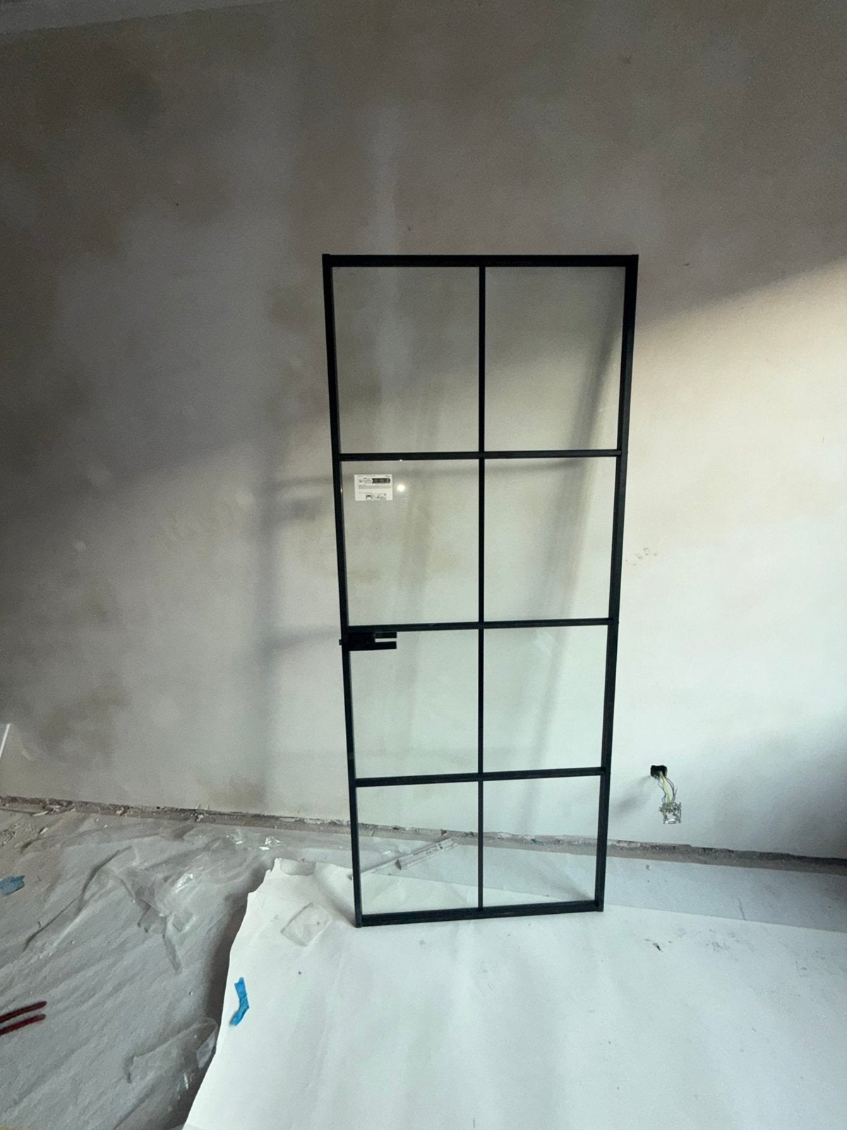 Binnendeur83 x 201,5 cm, gehard glas, aluminium, zwart, Doe-het-zelf en Bouw, Deuren en Vliegenramen, 80 tot 100 cm, Binnendeur
