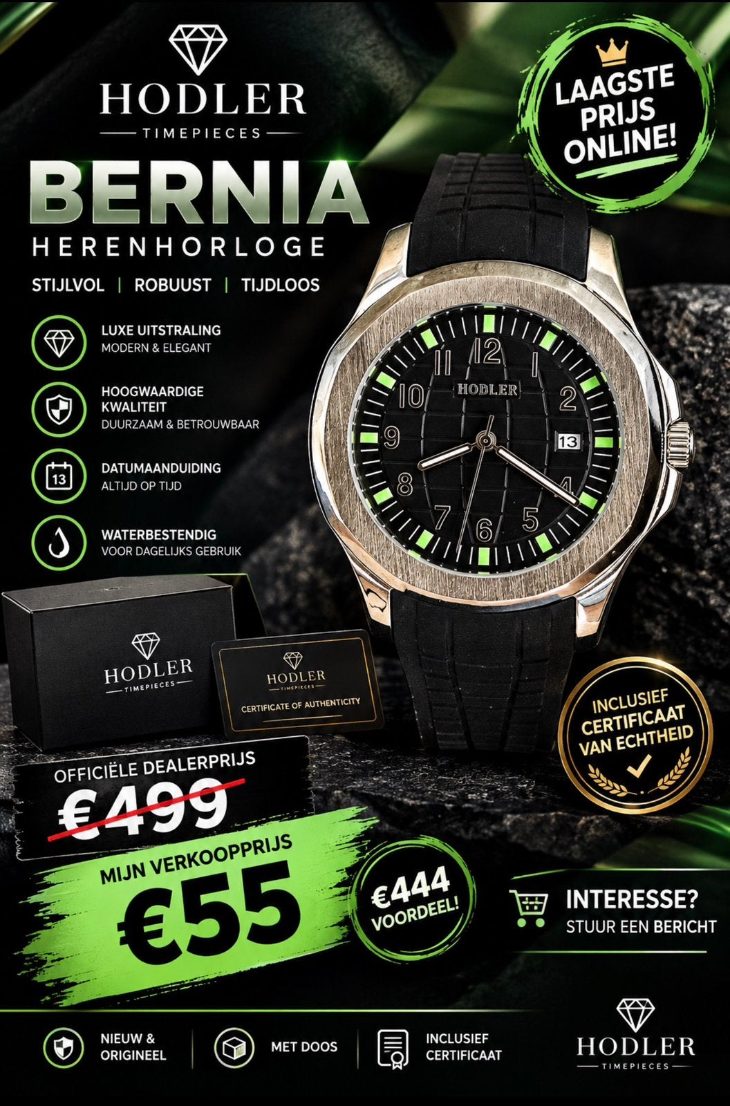 HODLER BERNIA SPORT T.W.V.499€! NIEUW MET CERTIFICAAT, Handtassen en Accessoires, Ophalen of Verzenden
