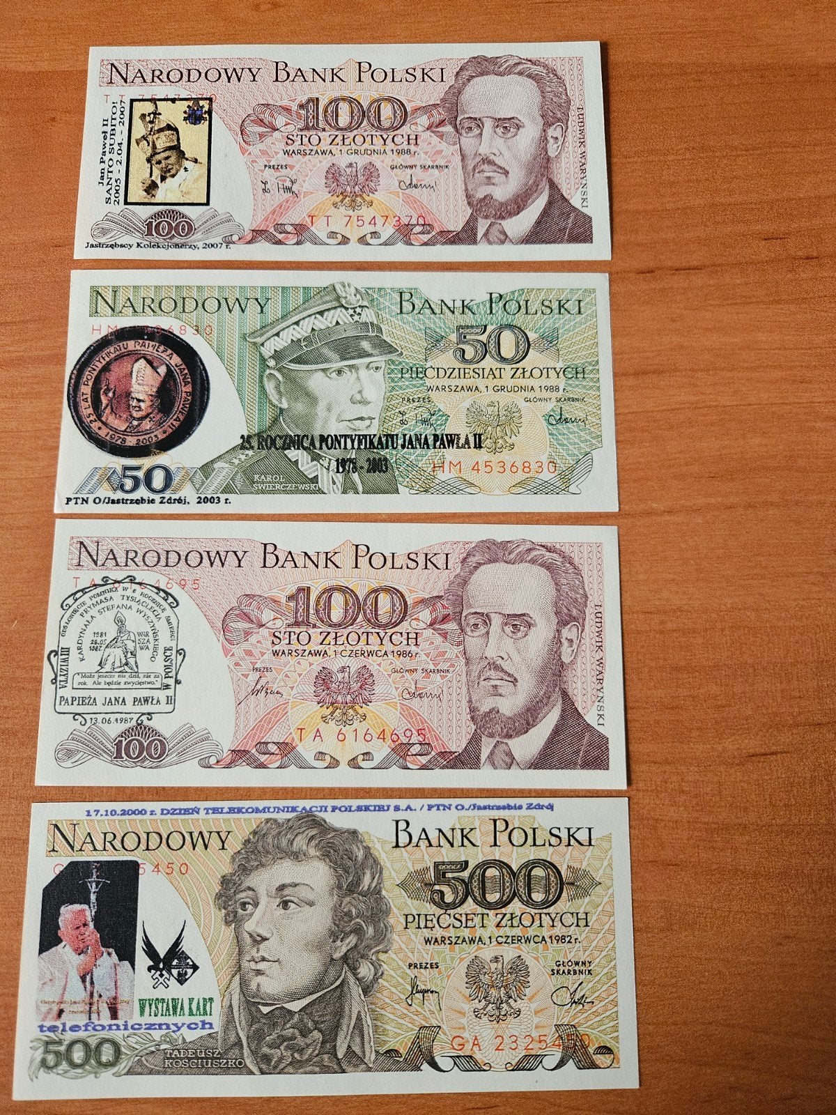 Ensemble de billets de Pologne imprimés sur le pape PRL, Enlèvement ou Envoi, Pologne, Série