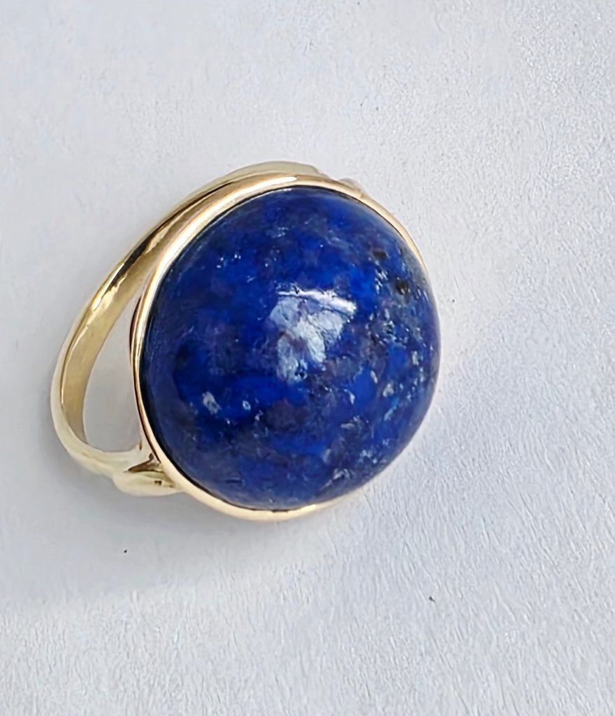 Gouden ring met Lapis lazuli, Bijoux, Sacs & Beauté, Bagues, Enlèvement ou Envoi, Femme ou Homme, Or, Comme neuf