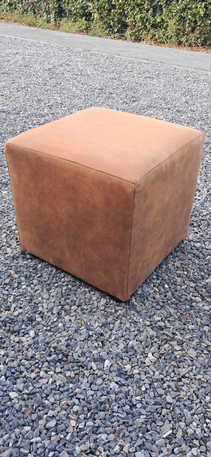 Hocker / voetbank cognackleur, Maison & Meubles, Enlèvement, Moins de 50 cm, Moins de 50 cm, Tissus