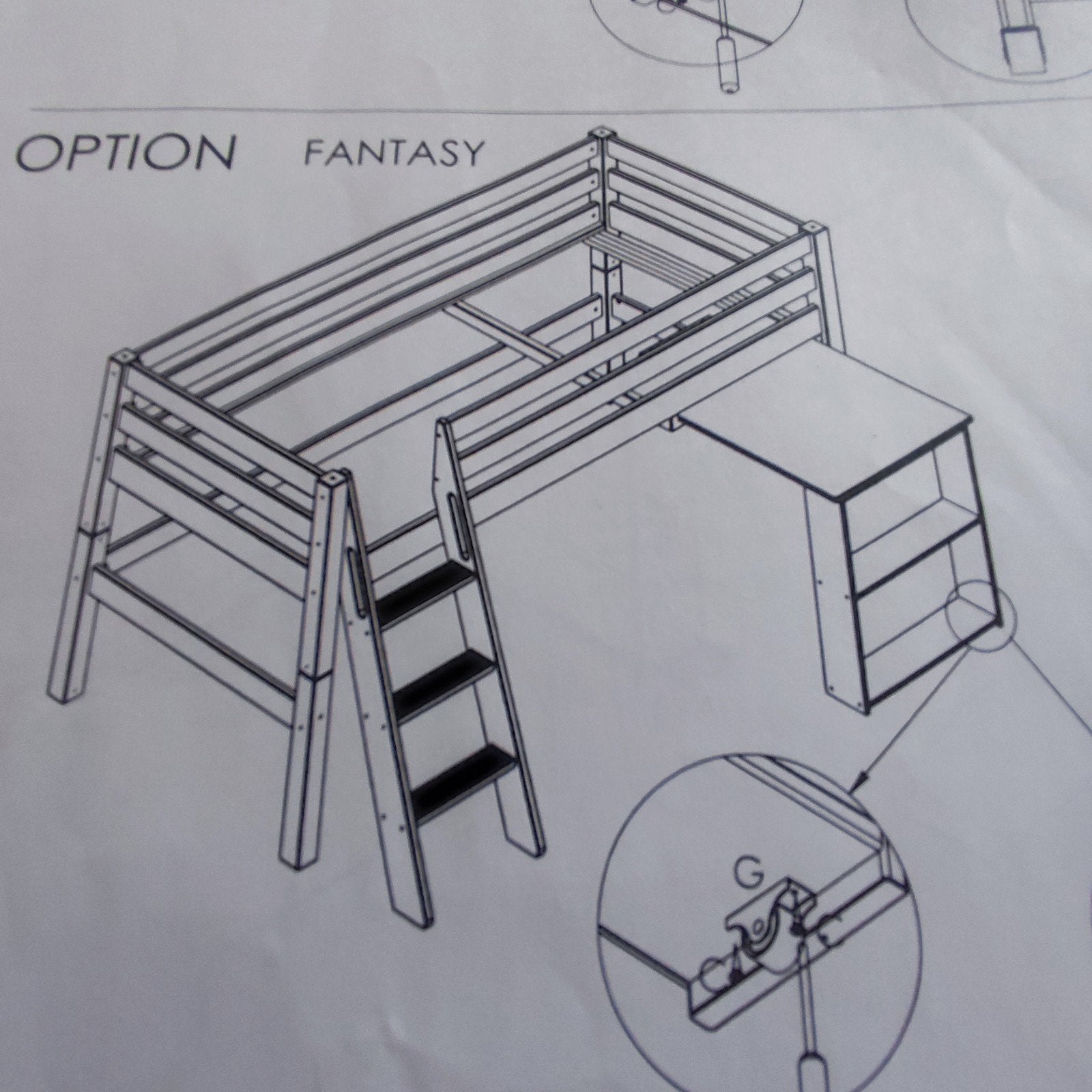 lit en hauteur avec échelle et bureau coulissant, 90 cm, Lit mi-hauteur mezzanine, Enlèvement, Moins de 160 cm