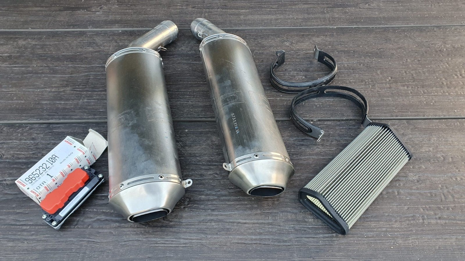 originele uitlaten ducati 848 EVO met ECU, Motoren, Onderdelen | Ducati, Ophalen of Verzenden