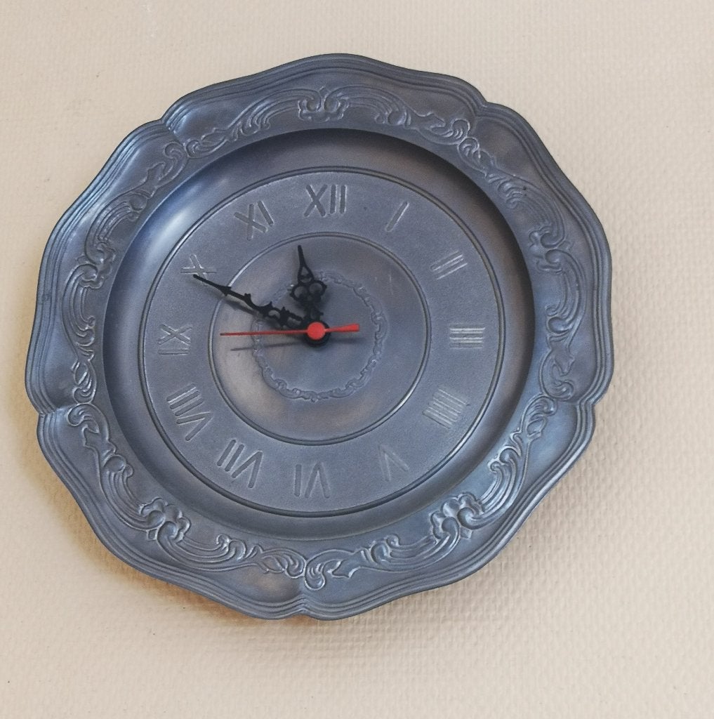 Tinnen wandklok 30 cm diameter, Ophalen of Verzenden, Wandklok