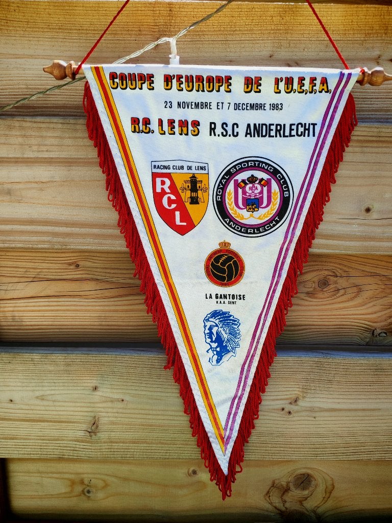 1983 rsc anderlecht racing club de lens grote vaandel, Ophalen of Verzenden, Vaantje of Sjaal