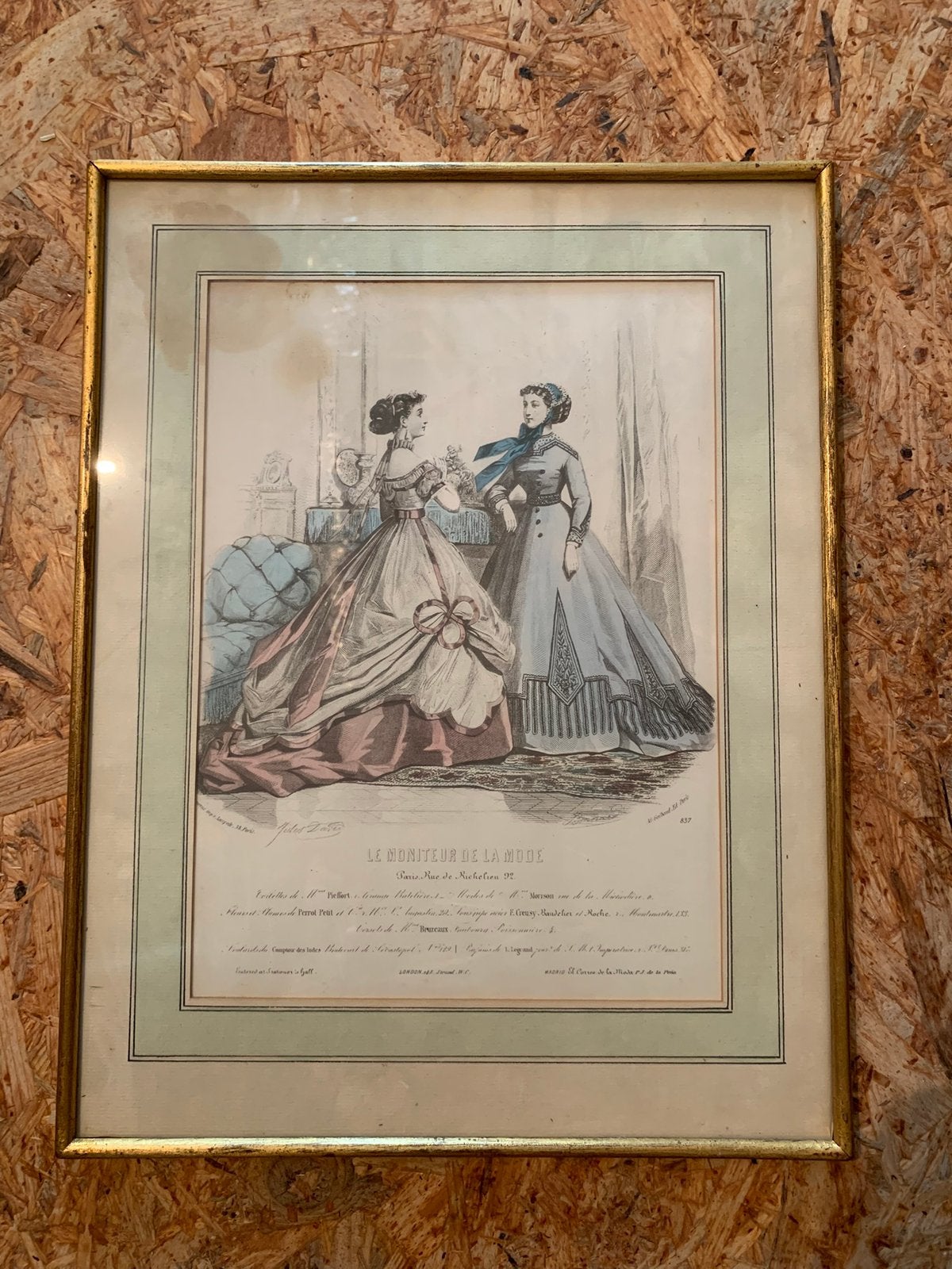 Gravure de mode française ancienne du XIXe siècleJules David, Enlèvement ou Envoi, Photo, Lithographie, Encadré
