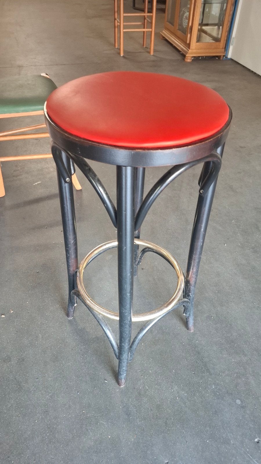 7 thonet cafe bistro kruk MESSING voetring hout frame, Ophalen of Verzenden, Hout