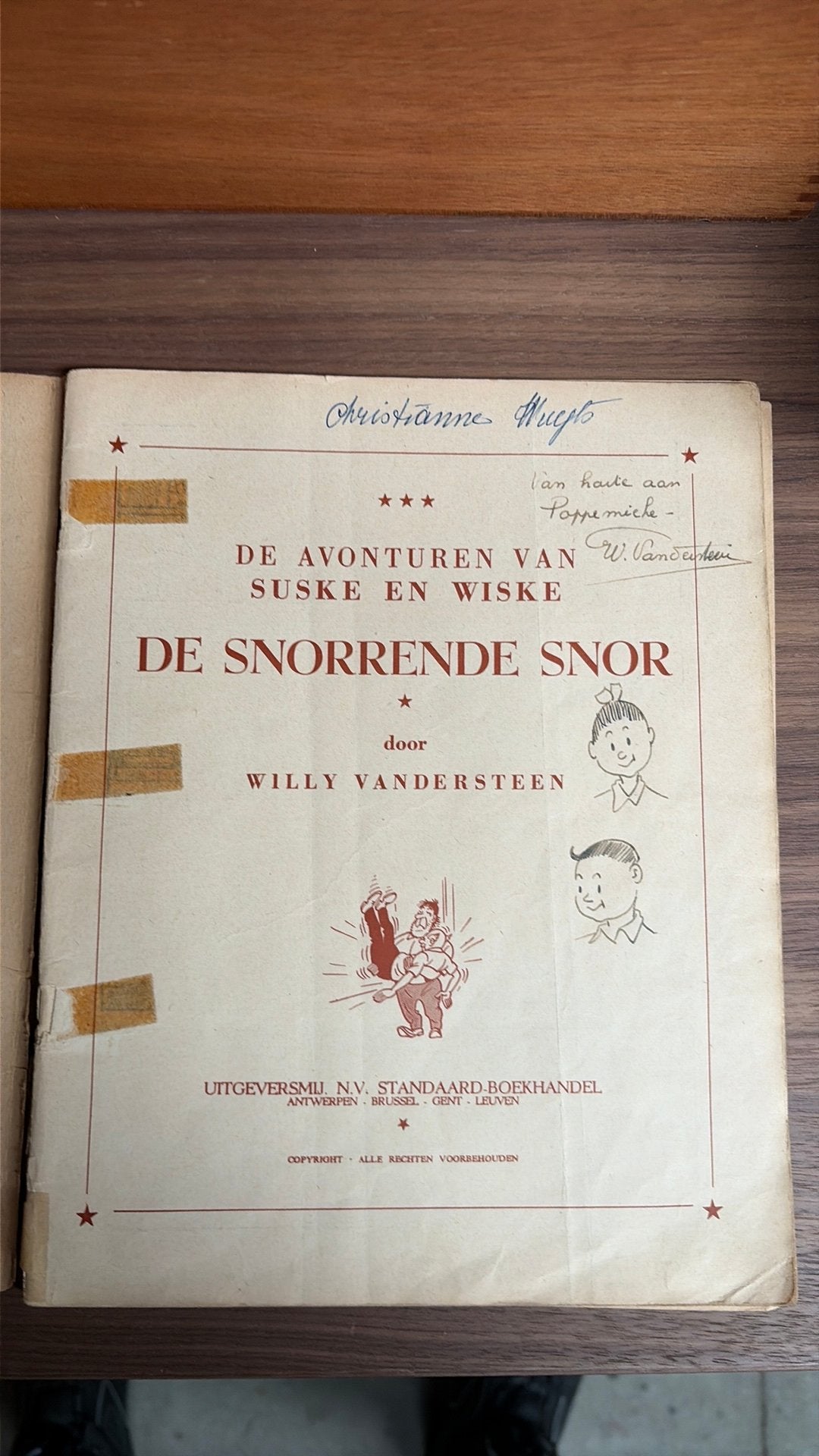Dedicase suske en wiske de snorrende snor, Verzamelen, Stripfiguren, Ophalen of Verzenden, Suske en Wiske, Gebruikt