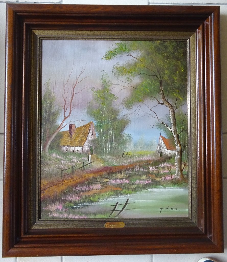 Gaston Quidousse, doek, 60x50 cm, Hoeve, Antiek en Kunst, Ophalen, Doek, Expressionistisch, Gesigneerd