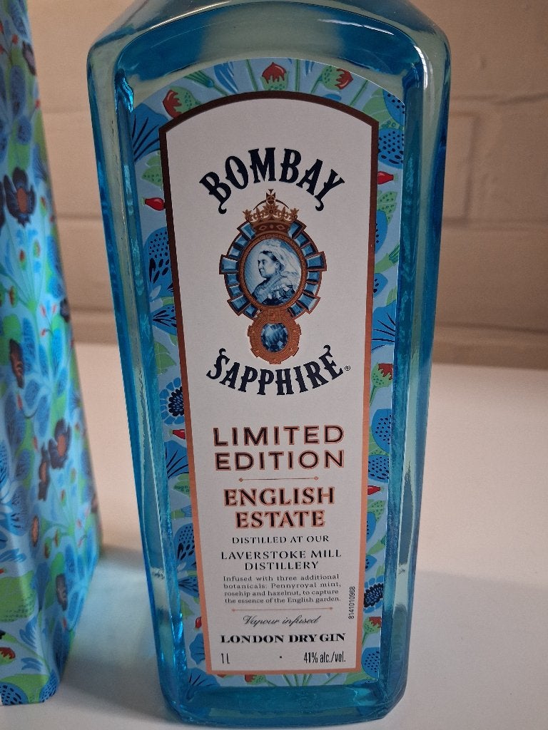 1 fles Bombay Sapphire gin, 1 liter, Limited Edition, Verzamelen, Ophalen of Verzenden, Nieuw, Overige typen, Vol