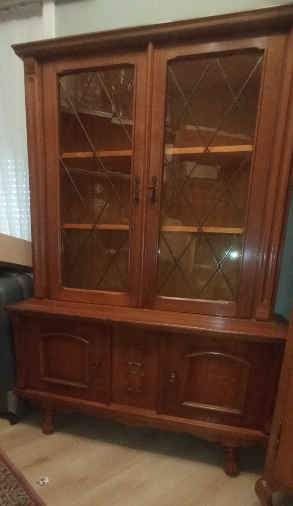 Vintage vitrinekast in vol hout, Ophalen, 100 tot 150 cm, Overige houtsoorten, Jaren '60