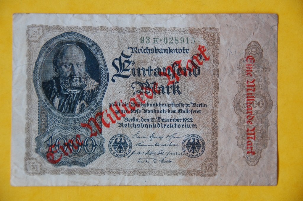 REICH : 1000 MARK 1922 met STEMPEL van 1 MILJARD !!!, Verzenden, Duitsland, Los biljet