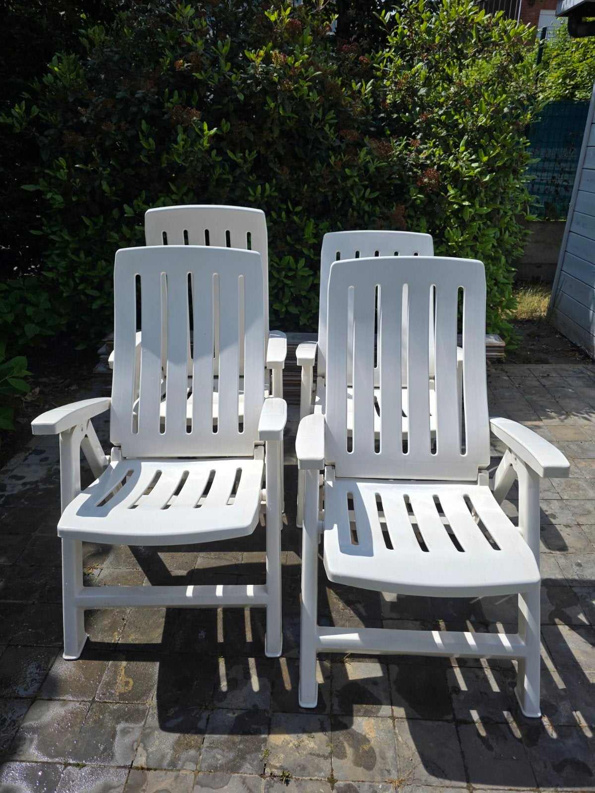 4 tuinstoelen, Tuin en Terras, Ophalen, Gebruikt, Plastic, Verstelbaar