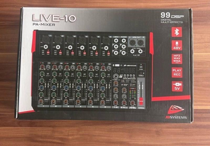 Table de mixage PA polyvalent  JB Systems Live-10, Musique & Instruments, Tables de mixage, Neuf, 5 à 10 canaux, Entrée micro