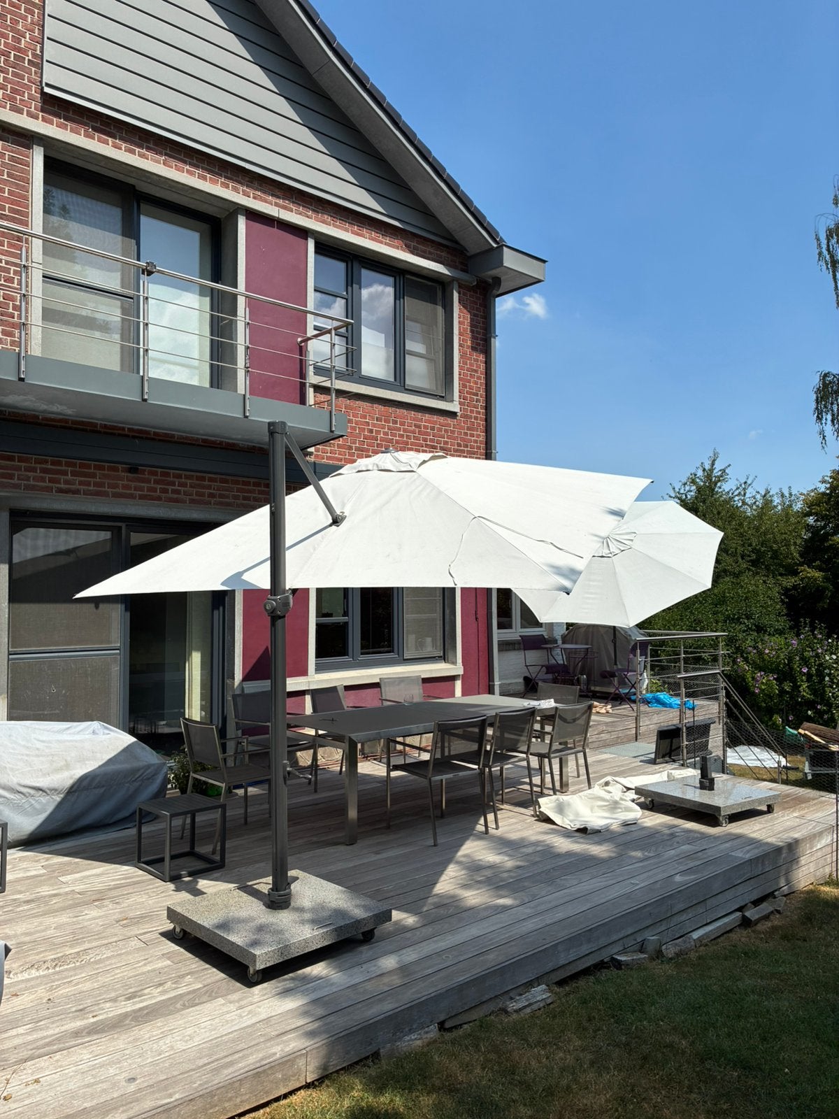 4Seasons siesta premium offsetparasol, lichtgrijs, Tuin en Terras, Ophalen, Kantelbaar, Zo goed als nieuw, Stokparasol
