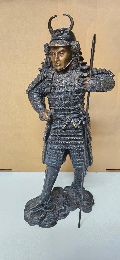 SAMURAI WARRIOR BRONS H50 x B21 x D15 cm, Ophalen, Brons