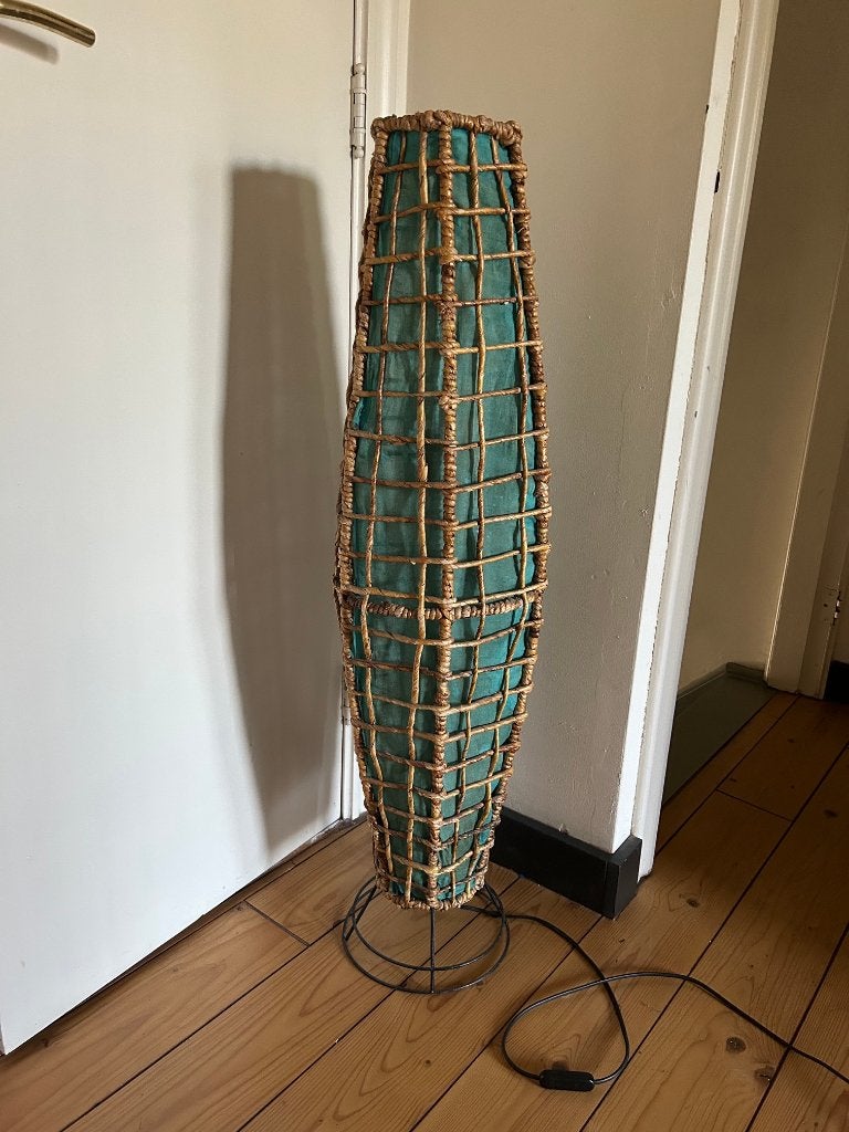 Boho Vloerlamp van geweven rotan, Ophalen, Overige materialen, 100 tot 150 cm, Boho