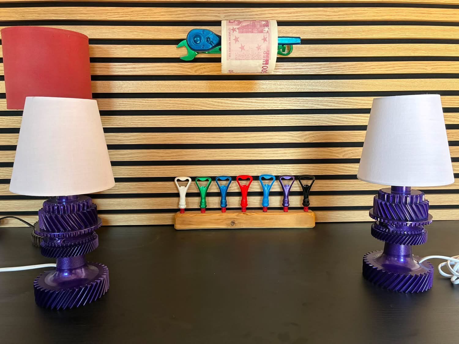 Paire lampe de chevet daytona art déco mécaniqu old school, Enlèvement, Neuf, Lampe de chevet, Art déco