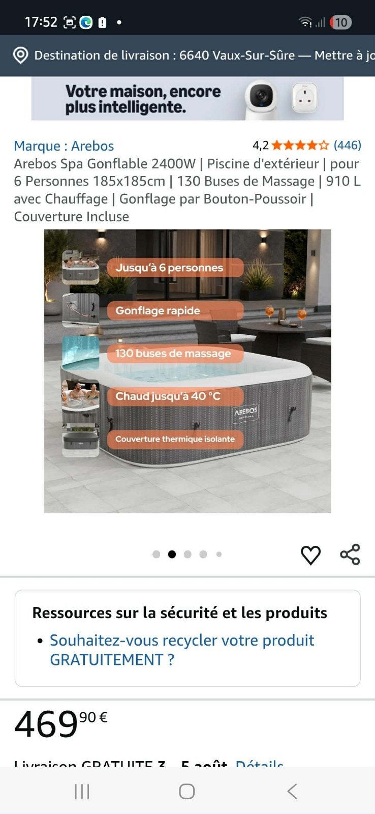spa jacuzzi 6 personnes. Neuf., Tuin en Terras, Terrasverwarmers, Ophalen, Nieuw, Elektrisch
