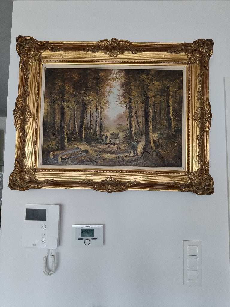 Tableau Huile sur Toile - Henri Wouters - Scène de sous-bois, Antiquités & Art, Art | Peinture | Classique, Autres sujets, Peinture à l'huile