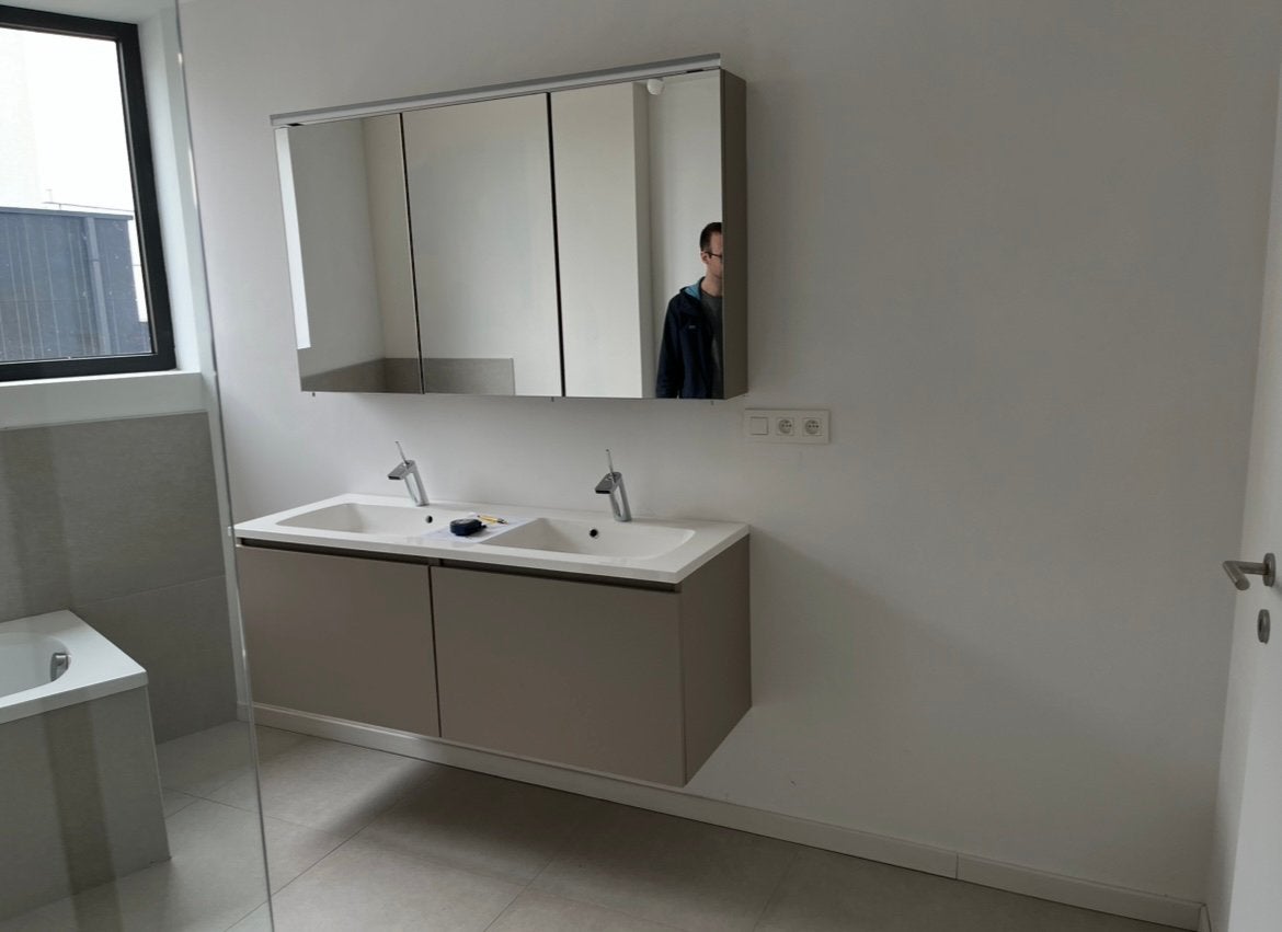 Badkamermeubel met dubbele lavabo, Ophalen, Nieuw, Spiegelkast