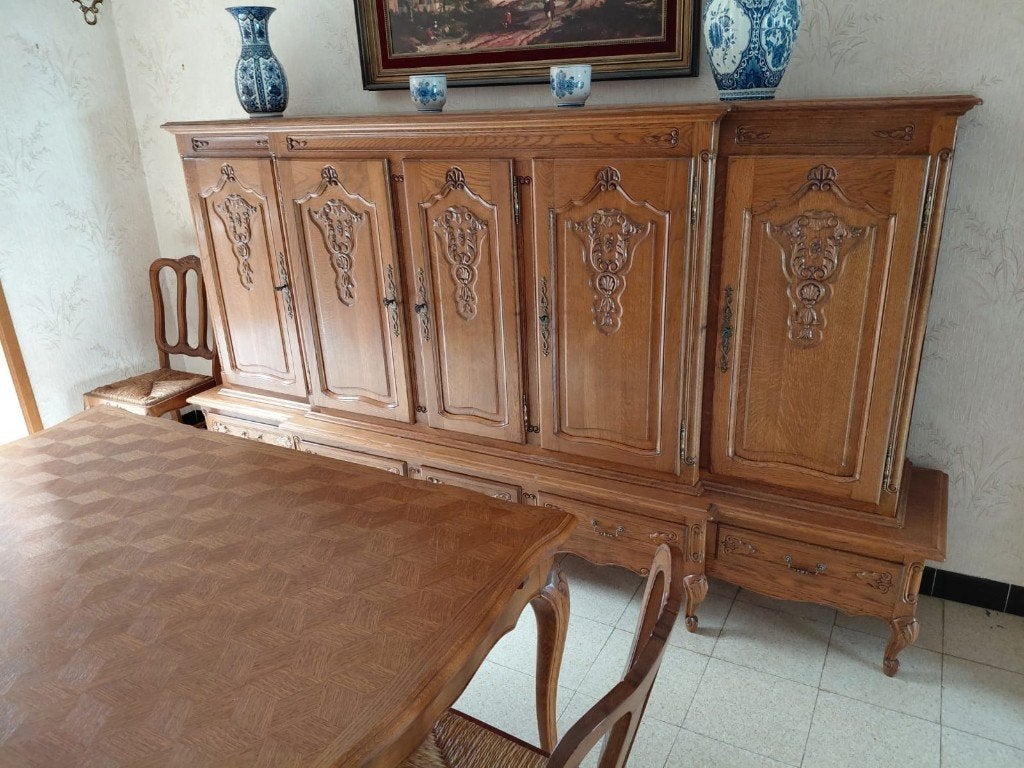 Vintage eiken houten meubels, Maison & Meubles, Salles à manger complètes, Enlèvement, Utilisé, Eikenhout