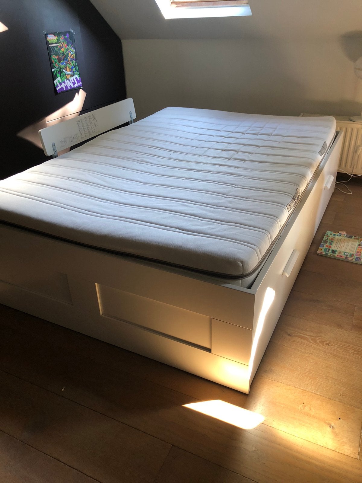 IKEA BRIMNES 140x200, Ophalen, Gebruikt, Wit, Tweepersoons