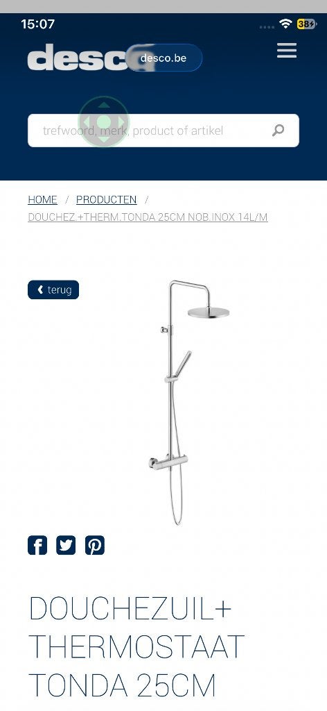 Doucheset douchezuil Nobili, Doe-het-zelf en Bouw, Ophalen, Nieuw, Inox, Douche