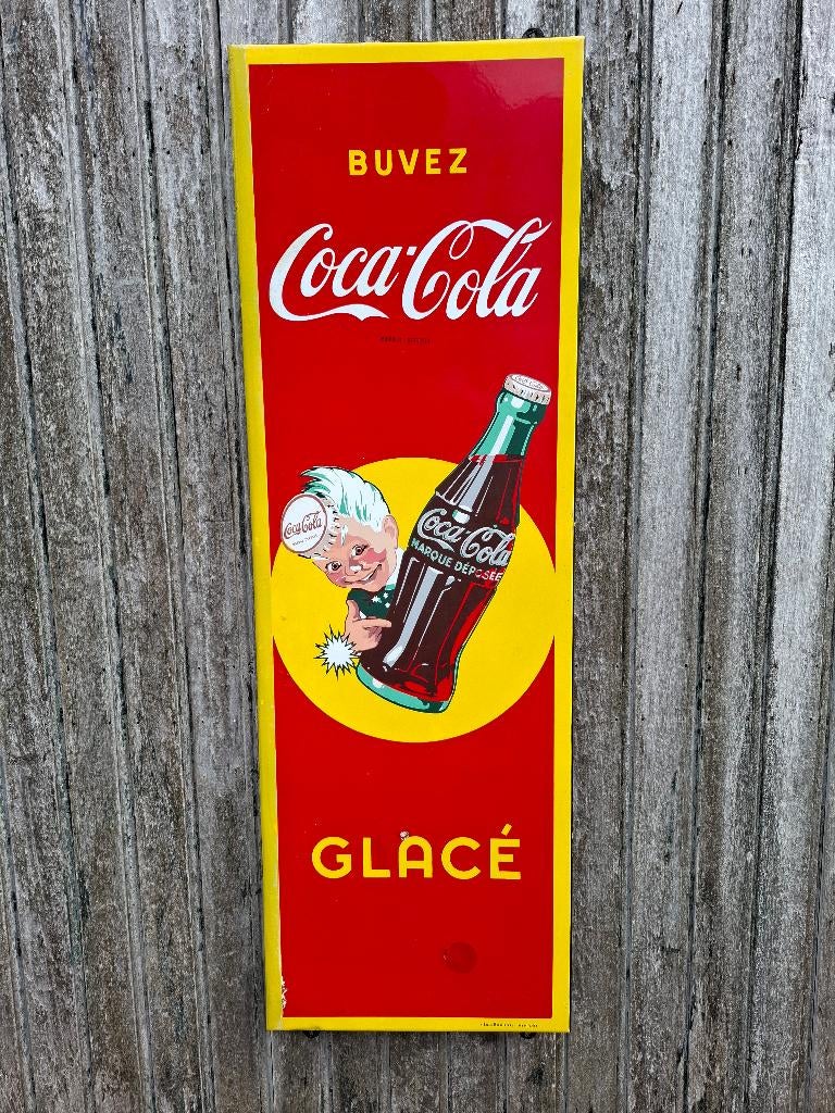 emaillebord COCA-COLA  - 1959, Ophalen of Verzenden, Gebruikt, Reclamebord