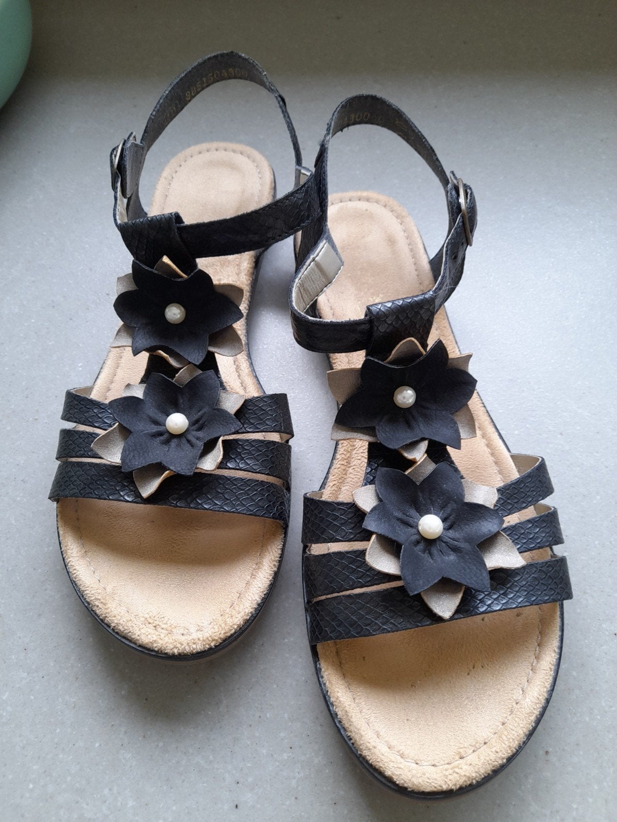 Sandalen maat 40 merk Rieker, Zwart, Zo goed als nieuw, Rieker, Sandalen of Muiltjes