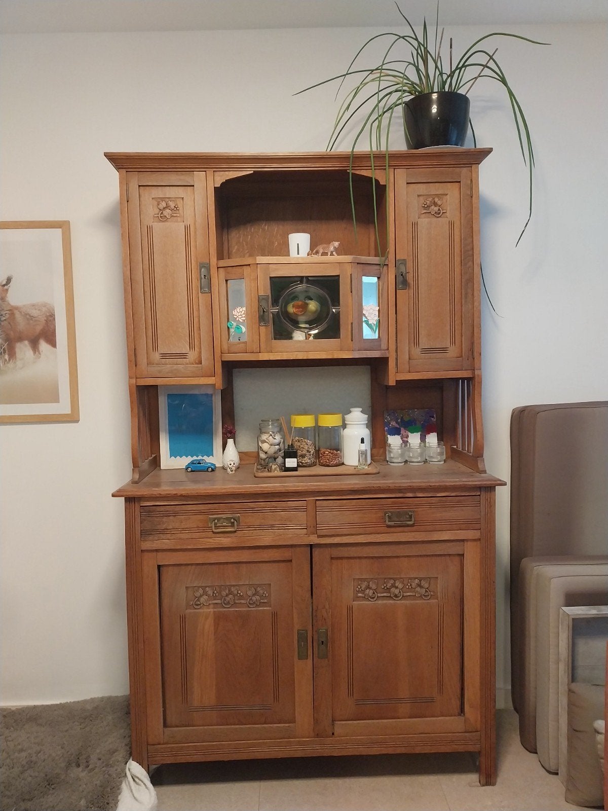 Leuke antieke houten kast, Huis en Inrichting, Kasten | Computermeubels, Ophalen, Gebruikt, 40 tot 80 cm, 170 cm of meer