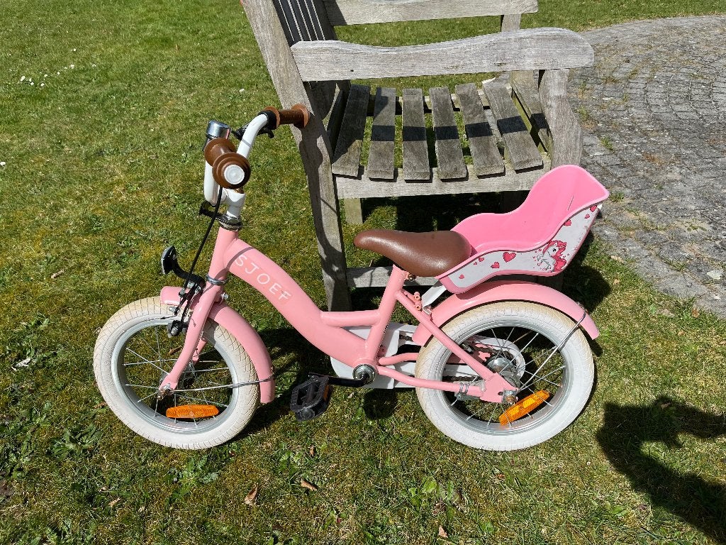 SJOEF Meisjesfiets 14 inch Roos, Vélos & Vélomoteurs, Enlèvement, Frein à rétropédalage, 14 pouces ou moins
