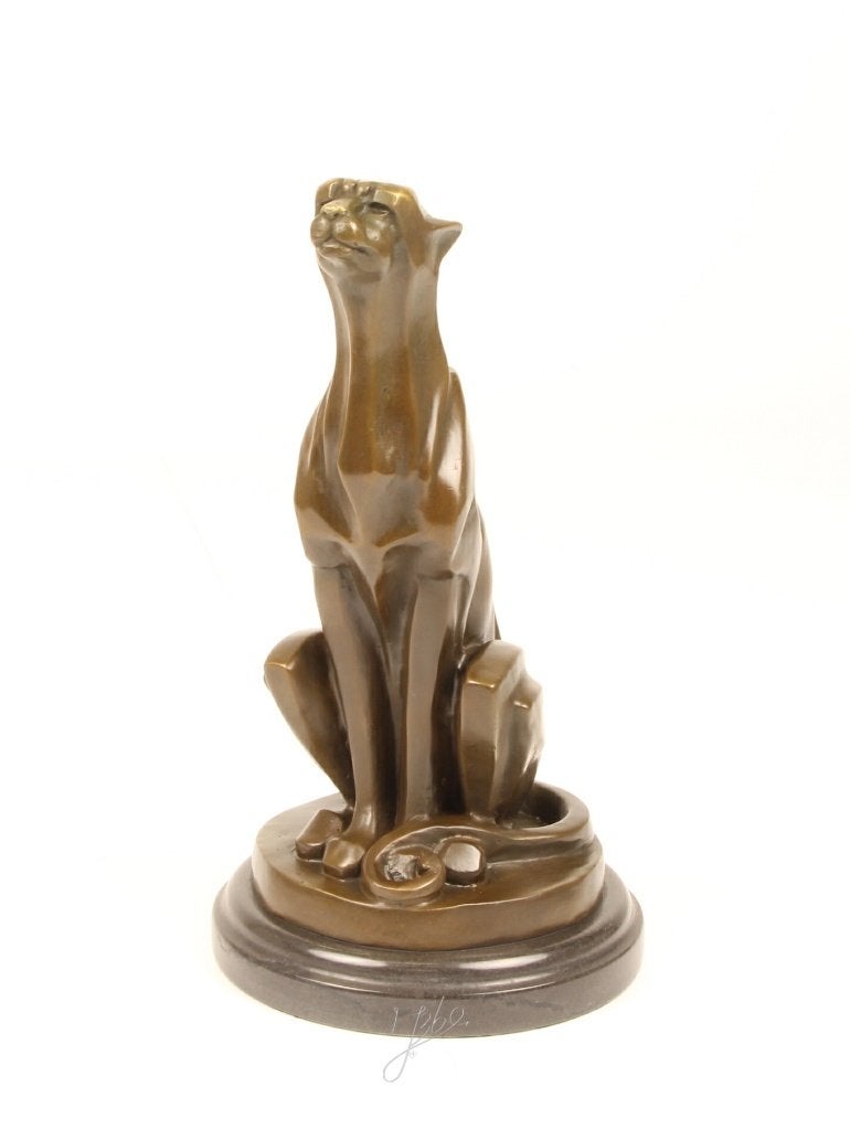 Sculpture décorative en bronze représentant un guépard assis, Antiquités & Art, Statue, Enlèvement ou Envoi, Brun, Art nouveau