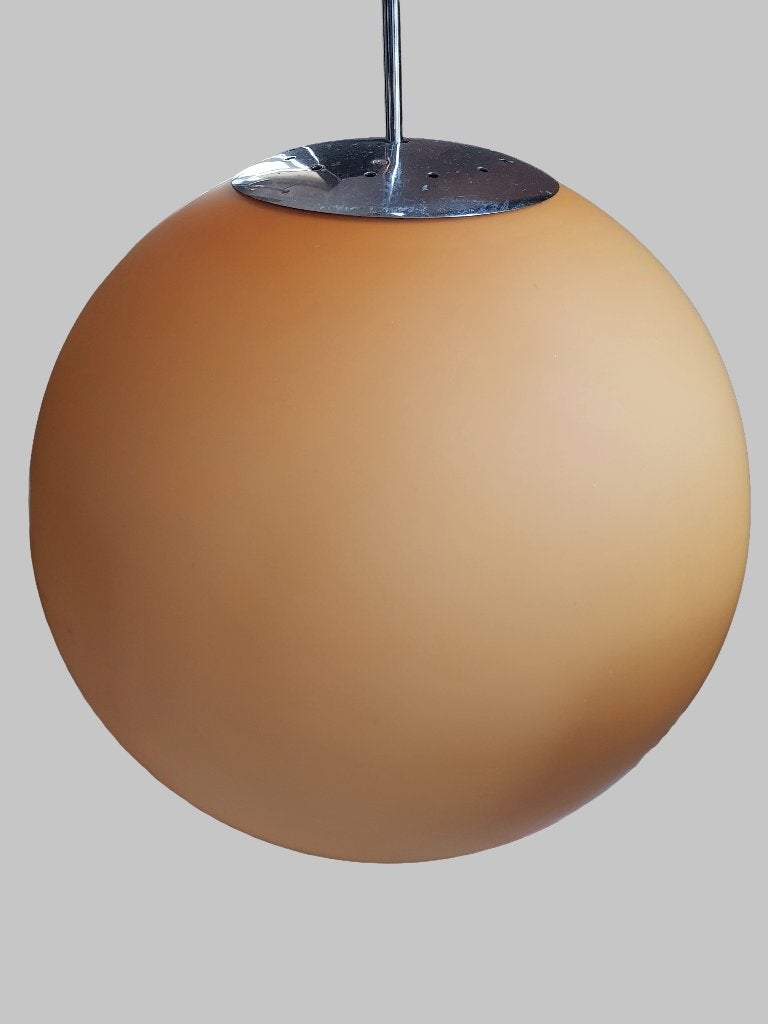 Spotprijs - Bolhanglamp opaline glas Ø 50 cm, Ophalen, Gebruikt, Glas, 75 cm of meer