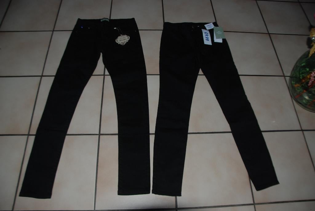 NIEUW slimfit T164cm zwarte katoenen meisjesjeans met tag, Broek, Nieuw, Ophalen of Verzenden, H&M et Kids Star