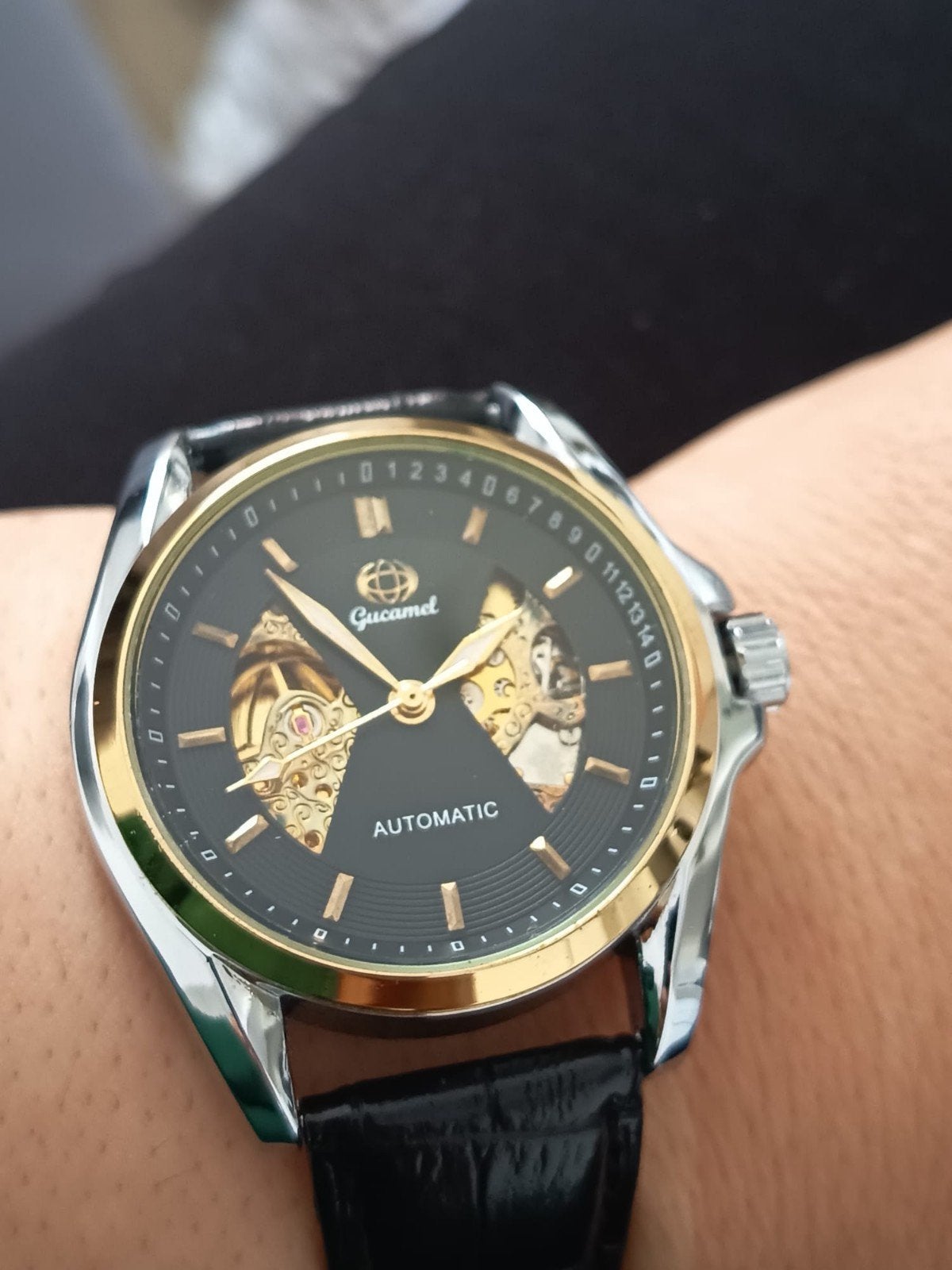 montre homme automatique noire gold, Envoi, Neuf, Noir