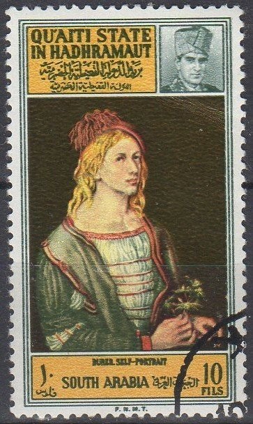 Qu'Aiti State Hadhramaut - Zelfportret Albrecht Dürer, Verzenden, Gestempeld