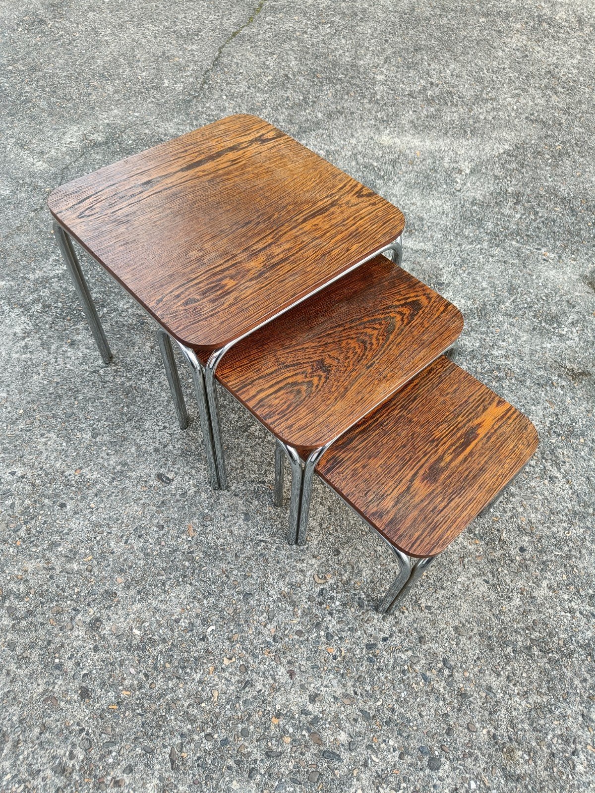Vintage set van 3 nest tafels jaren 70, Ophalen