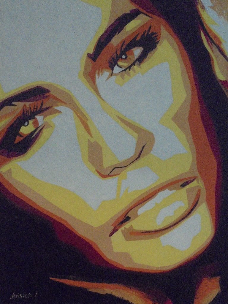 olieschilderij popart face 3 (60x80), Handgeschilderd, Ophalen of Verzenden, Olieverf, Overige materialen