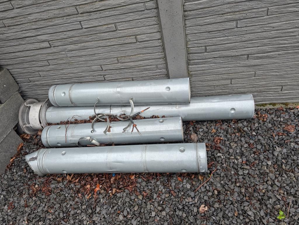 Concentrische Rookgasafvoer CV – Muurdoorvoer + 4 buizen, Doe-het-zelf en Bouw, Buizen en Afvoer, Ophalen, Gebruikt, Aluminium