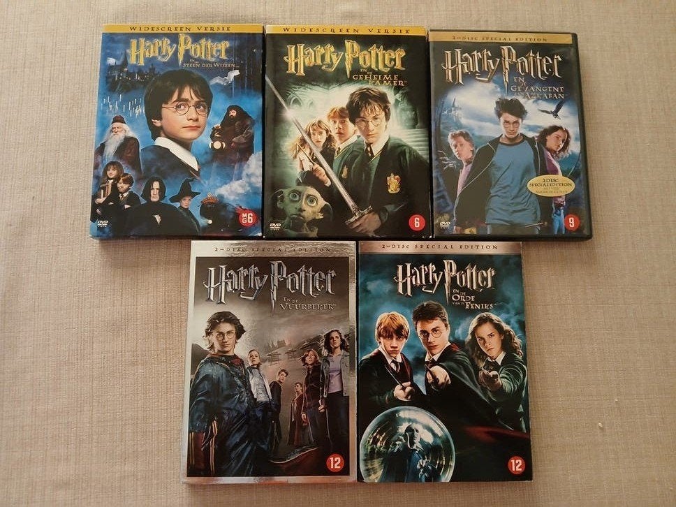 Harry Potter - film 1 t.e.m. 5 op DVD, Ophalen of Verzenden, Zo goed als nieuw, Extra's, Nederlands