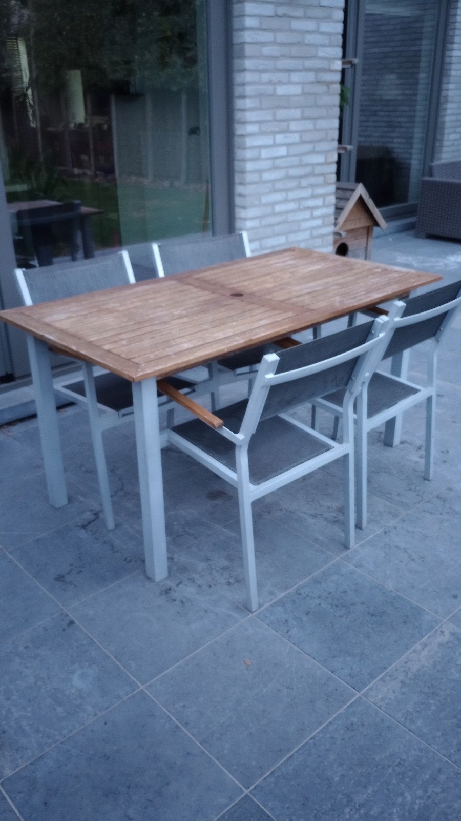 tuintafel + 4 stoelen merkloos, Tuin en Terras, Tuintafels, Ophalen, Gebruikt, Rechthoekig, Metaal