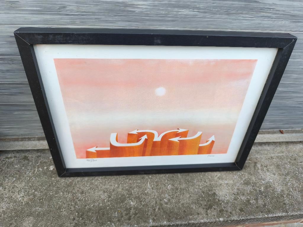 Lithographie signe jean Michel folon, Enlèvement ou Envoi