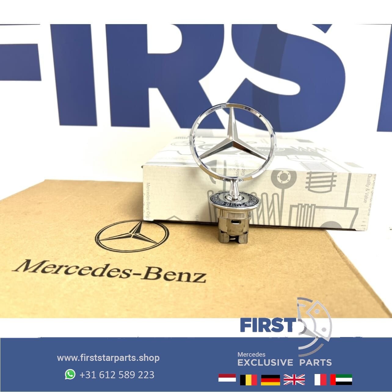 MERCEDES MOTORKAP EMBLEEM CHROOM STAANDE STER LOGO W205 W213, Auto-onderdelen, Gebruikt, -, Ophalen of Verzenden, -