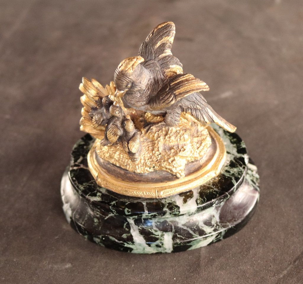 Sculpture d'oiseau en bronze antique, Enlèvement ou Envoi, Vert, Oiseau