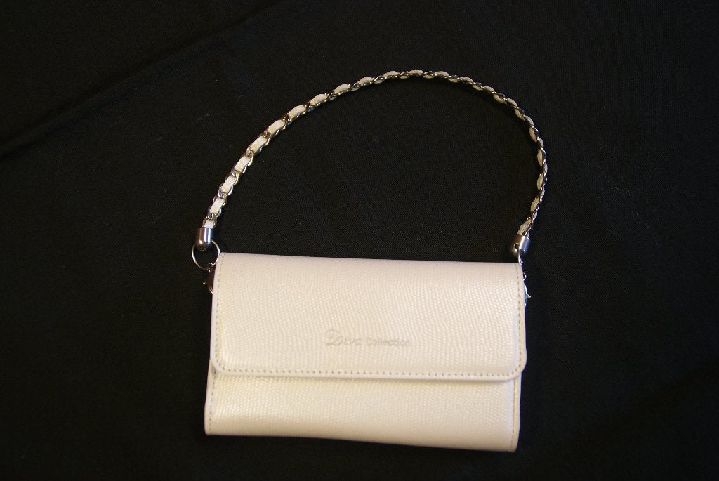 Kleine witte Clutch Portemonnee Diva Collection in leer, Ophalen of Verzenden, Zo goed als nieuw, Wit, Avondtasje