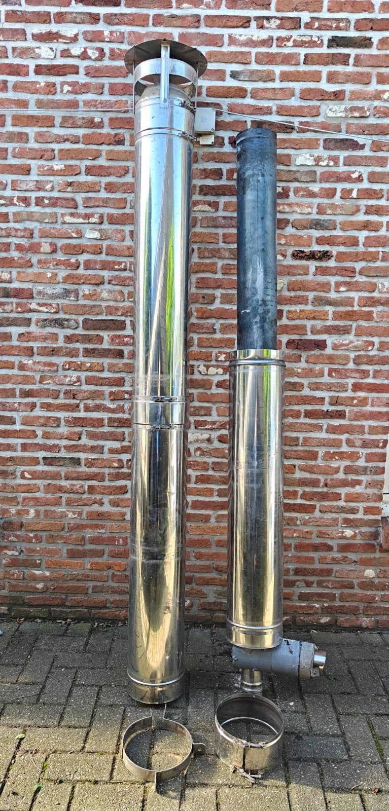 RVS Dubbelwandige kachelpijp schoorsteen Ø150/210mm – Comple, Enlèvement, Utilisé, Inox