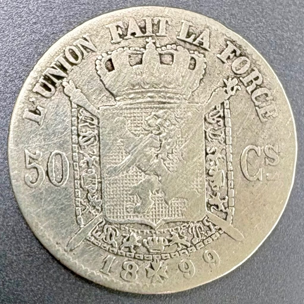 Zilver - 50 Centimes - Smalle Baard - 1899 - LPII, Timbres & Monnaies, Monnaies | Belgique, Enlèvement ou Envoi, Monnaie en vrac