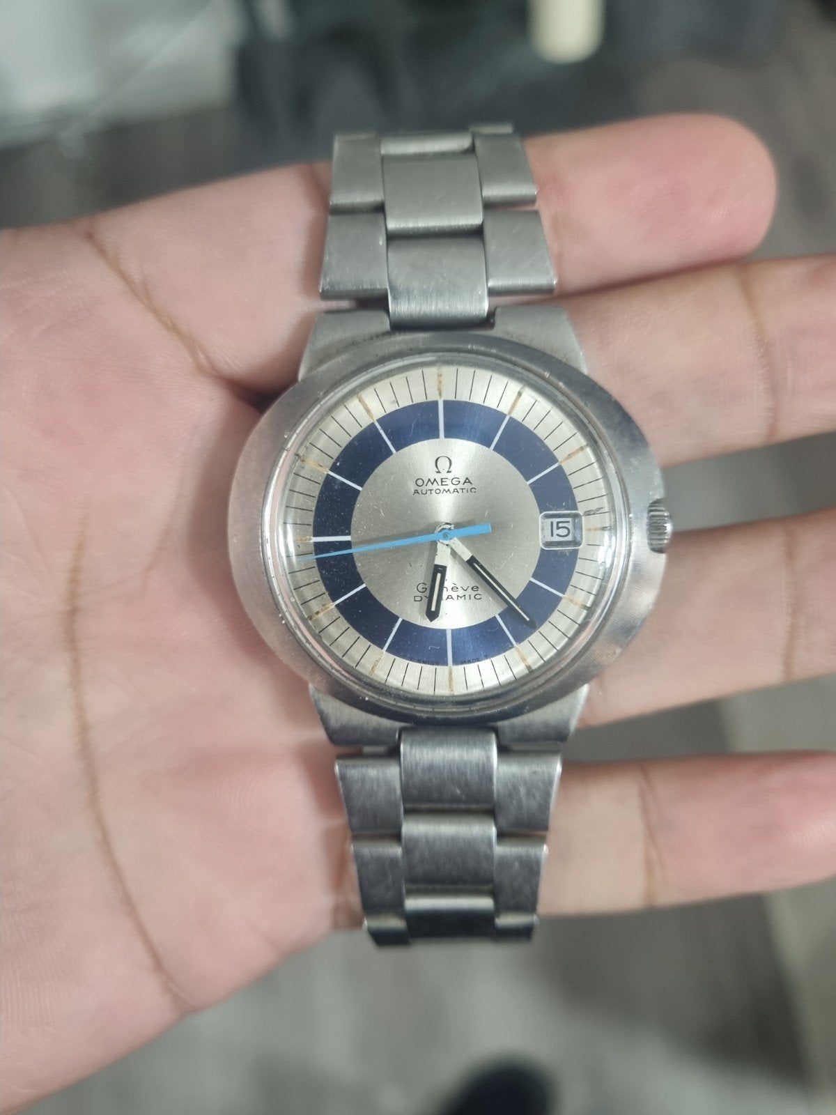 Omega dynamic, Bijoux, Sacs & Beauté, Montre-bracelet, Enlèvement ou Envoi, Acier, Utilisé