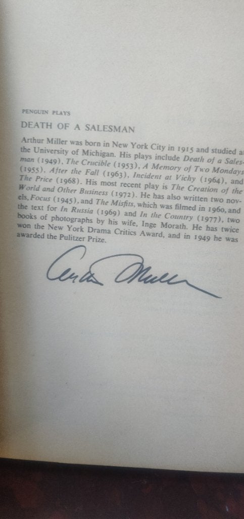 Gesigneerd boek van Arthur Miller, Ophalen of Verzenden, Zo goed als nieuw, Toneel